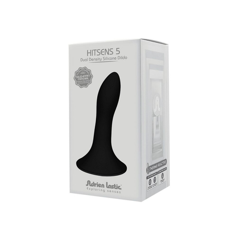Дилдо Adrien Lastic Hitsens 5 Black в контексті використання зі страпоном, чорний, 2.4 см x 13 см