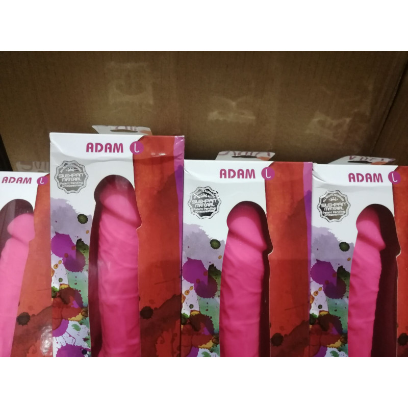 Вигляд збоку фалоімітатора Alive Adam Pink L, що демонструє його вигнуту форму та розмір