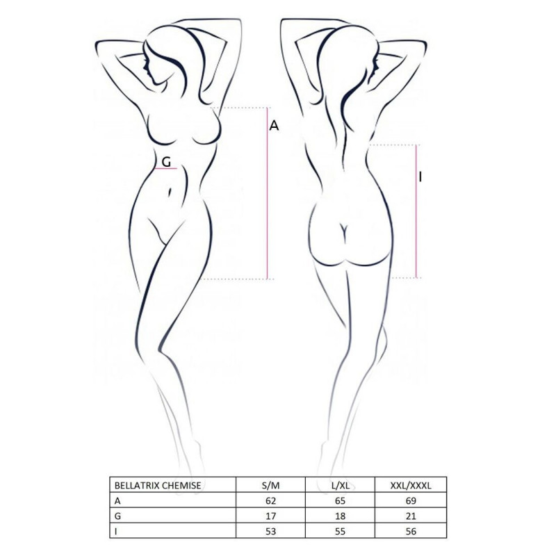 Текстура чорного латексу сорочки-сукні Passion BELLATRIX CHEMISE XXL/XXXL, упаковка товару