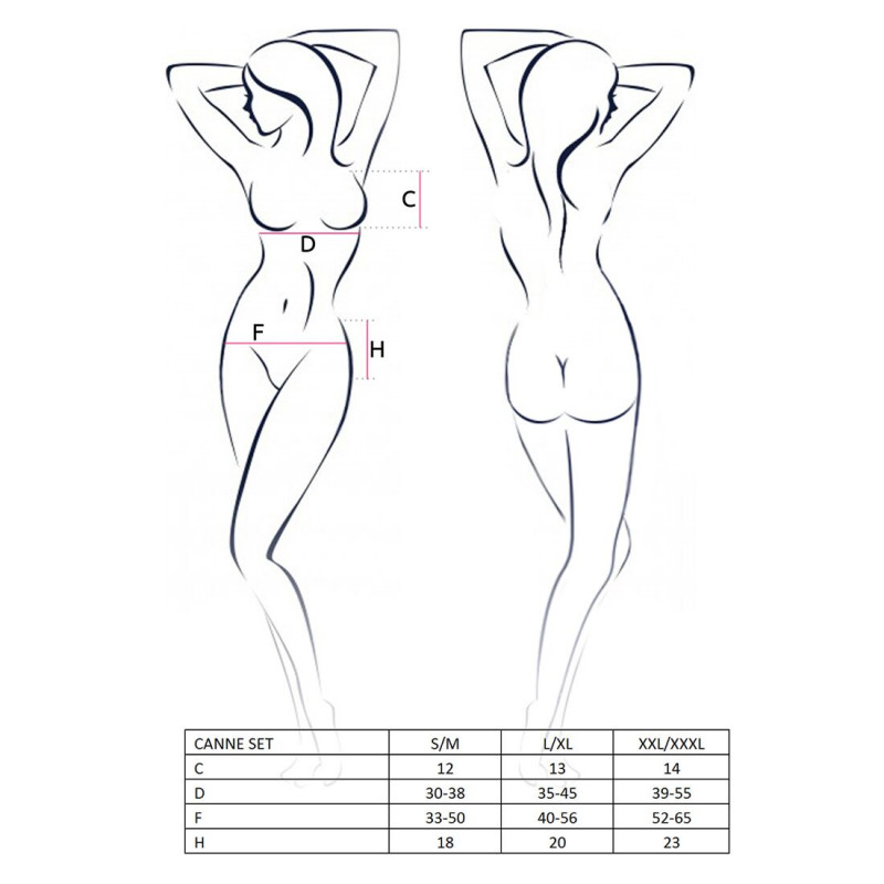 Упаковка комплекту білизни Passion CANNE SET L/XL, чорний, з демонстрацією текстури