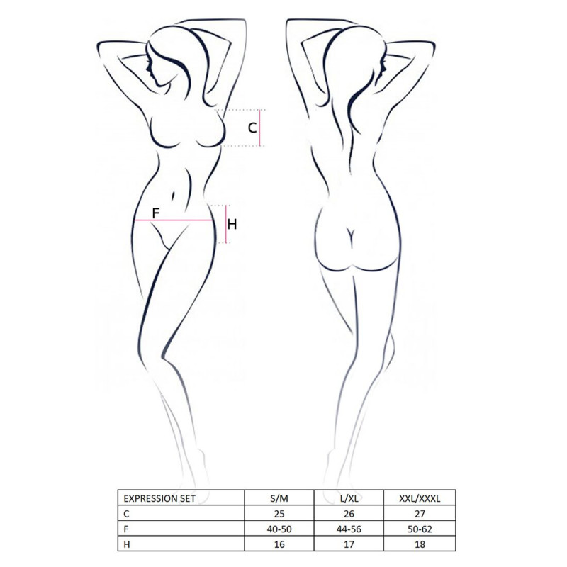 Упаковка комплекту білизни Passion EXPRESSION SET S/M, чорний