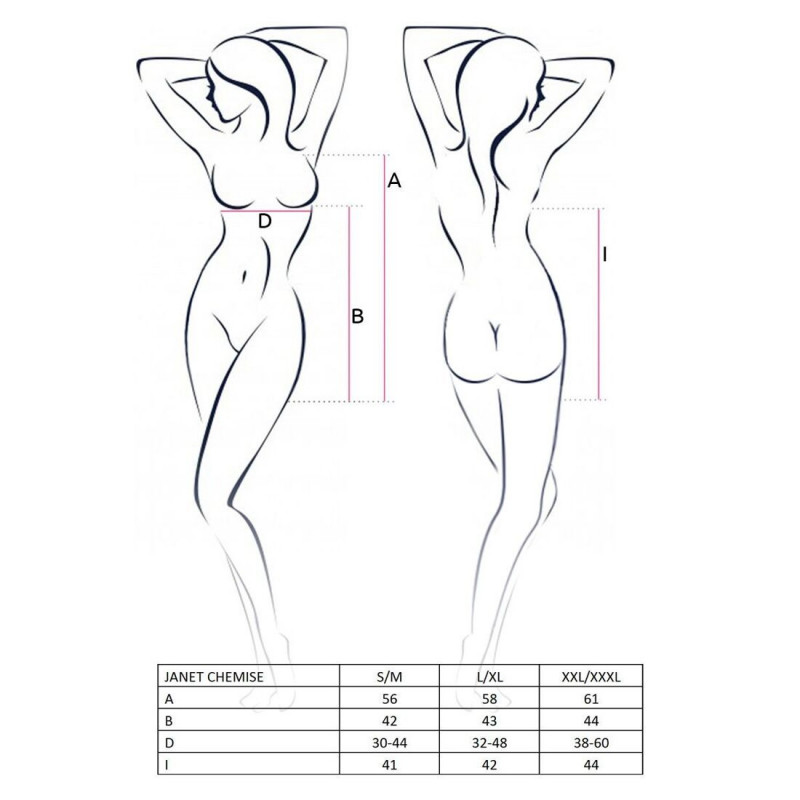 Комплект Passion JANET CHEMISE XXL/XXXL білий: прозора сорочка та трусики, текстура тканини