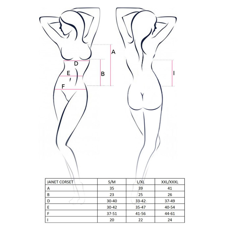 Упаковка корсета Passion JANET CORSET L/XL, білий