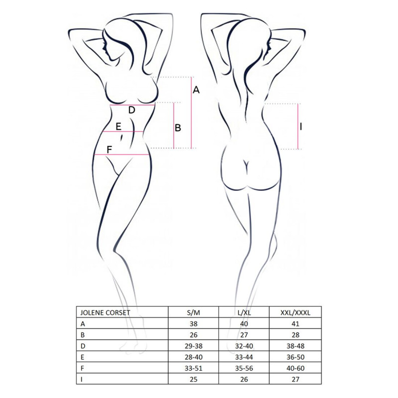 Комплект: чорний корсет Passion JOLENE CORSET S/M та відповідні трусики.