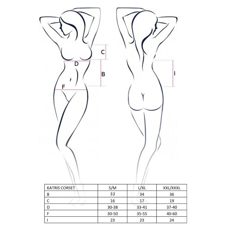 Упаковка корсета Passion KATRISS CORSET S/M чорного