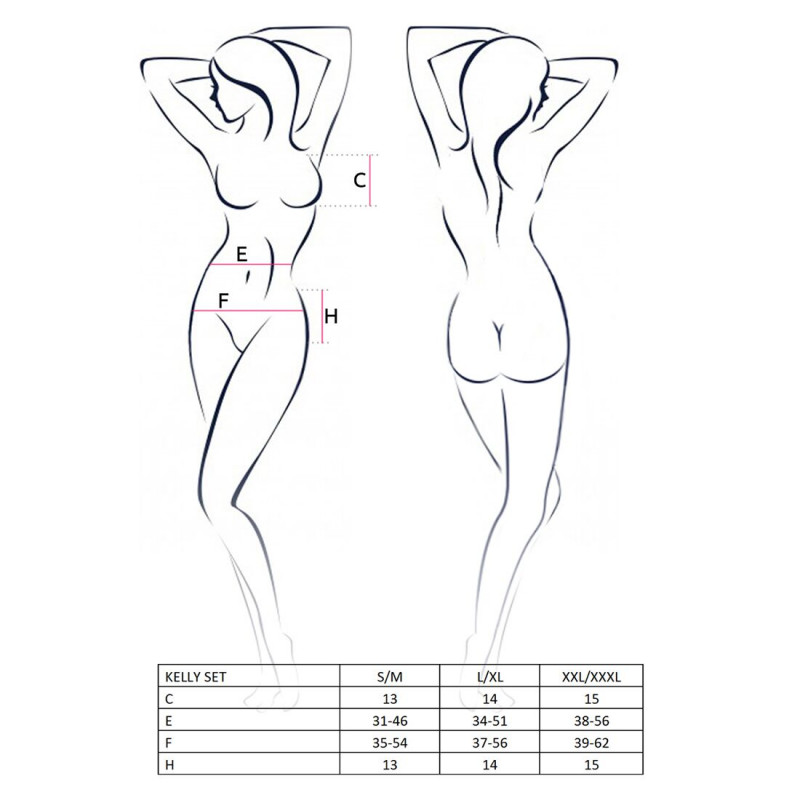 Упаковка комплекту білизни Passion KELLY SET L/XL, black: стильна коробка з логотипом бренду