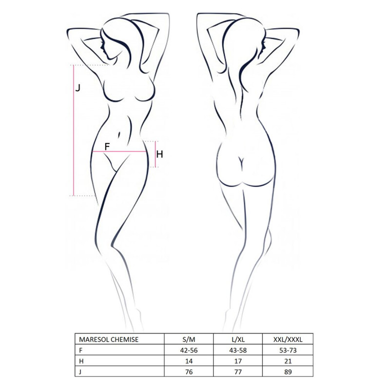 Макро-знімок текстури прозорої чорної сорочки Passion MARESOL CHEMISE L/XL, передає якість матеріалу