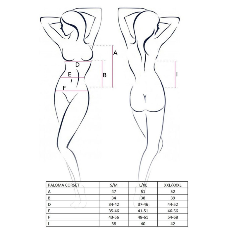 Упаковка корсет-сорочки Passion Paloma CORSET S/M white з трусиками