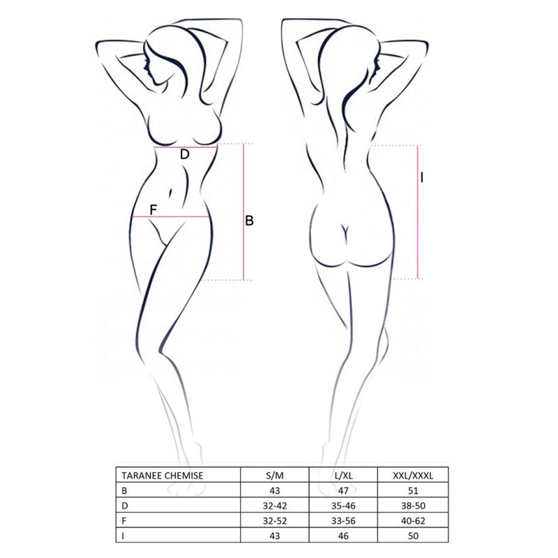 Комплект: прозрачная приталенная сорочка Passion TARANEE CHEMISE XXL/XXXL и трусики, черный, общий вид