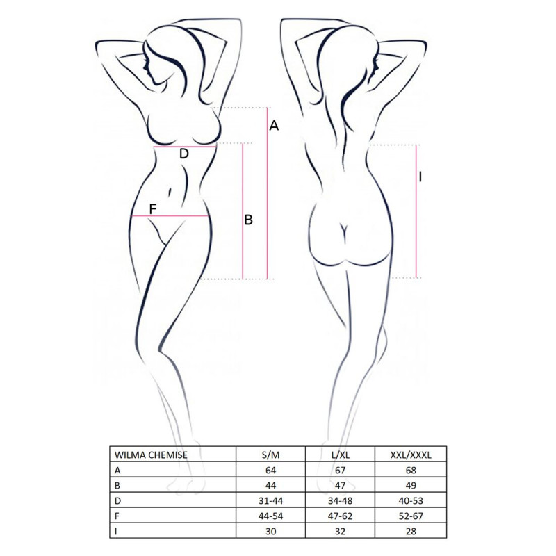 Упаковка та текстура тканини сорочки WILMA CHEMISE white L/XL від Passion