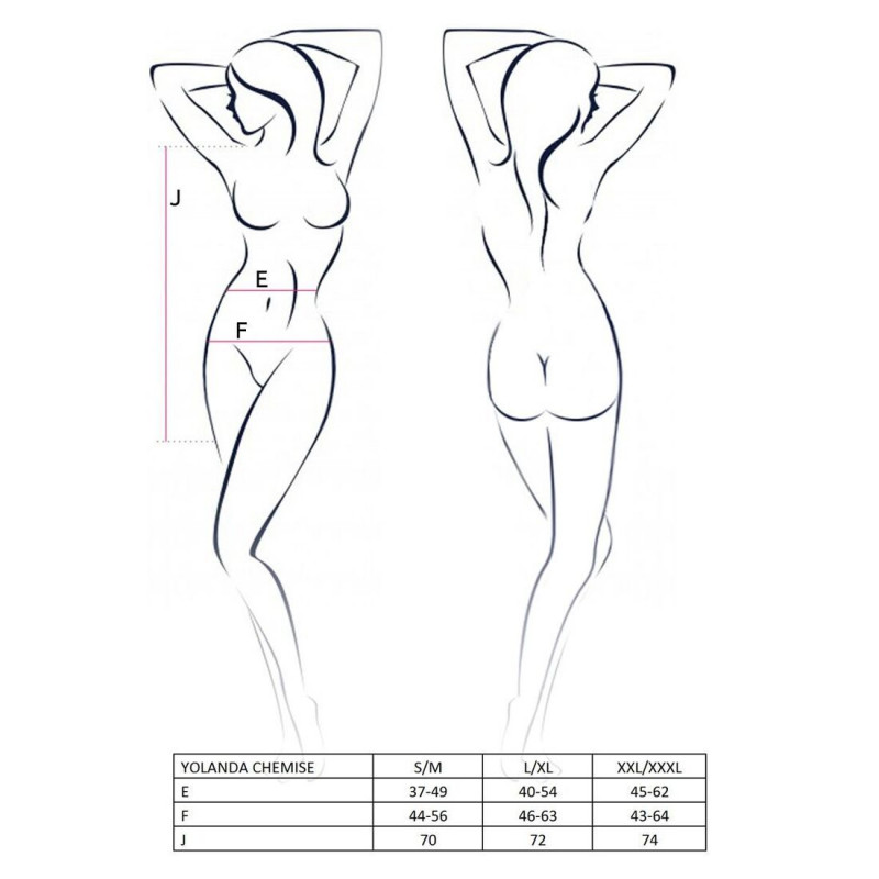 Текстура прозорої тканини сорочки Passion Yolanda Chemise S/M чорна та трусиків - вишукана якість