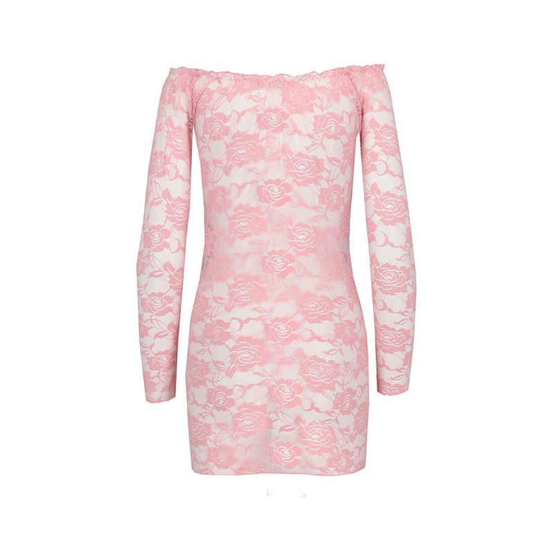 Комплект: прозора рожева сорочка Passion Yolanda Chemise S/M та трусики, упаковка