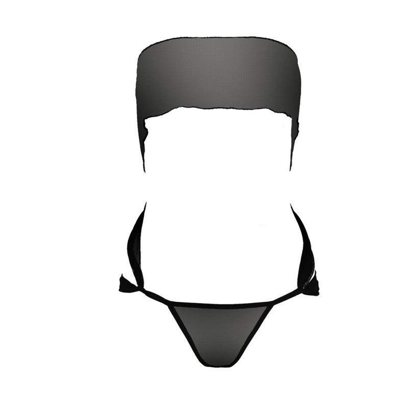 Комплект білизни Passion AMORE SET black: ліф-стрічка з бантом, вид збоку