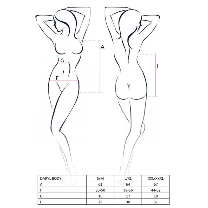 Чорне боді Passion DARYL BODY S/M, загальний вигляд, модель S/M