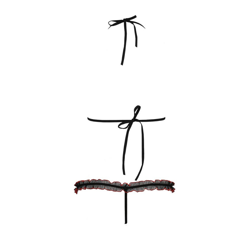 Комплект білизни Passion GIANA BIKINI S/M, чорний: вид ліфа збоку, демонстрація напівпрозорості та дизайну