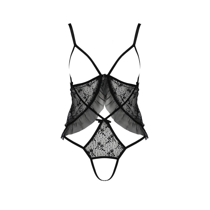 Текстура тканини боді монокіні Passion JUSTINA BODY XXL/XXXL, чорне