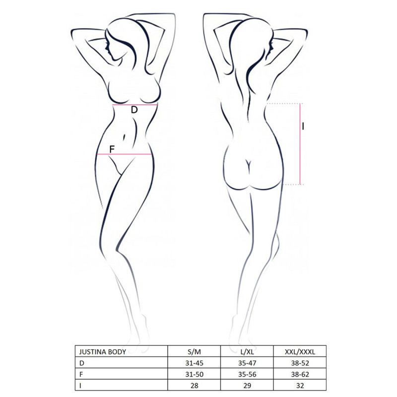 Елементи дизайну боді монокіні Passion JUSTINA BODY XXL/XXXL, чорне