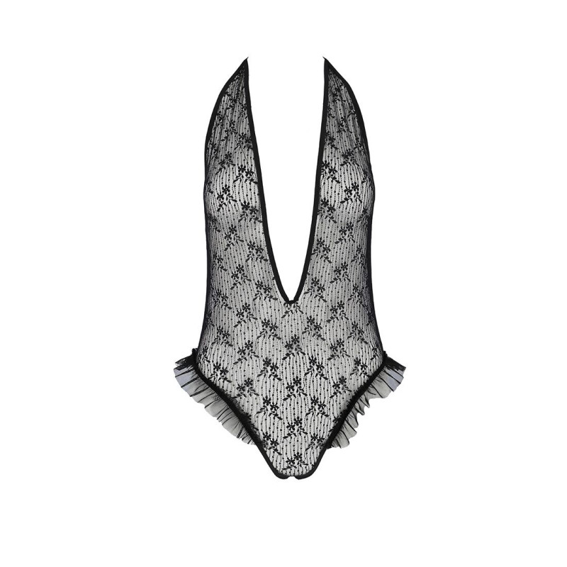 Чорне боді монокіні Passion OTAVIA BODY XXL/XXXL: елегантна текстура тканини та якісний пошив