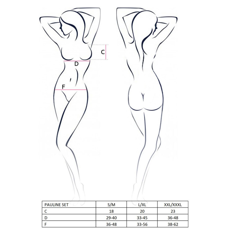 Упаковка комплекту білизни Passion PAULINE SET S/M, чорний - бренд Passion