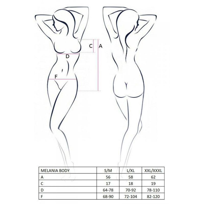 Упаковка боді Passion MELANIA BODY L/XL, чорного кольору, від бренду Passion