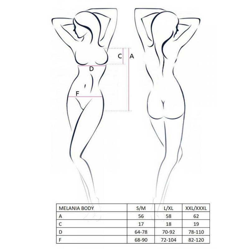 Деталі крою чорного боді Passion MELANIA BODY S/M - витонченість та комфорт