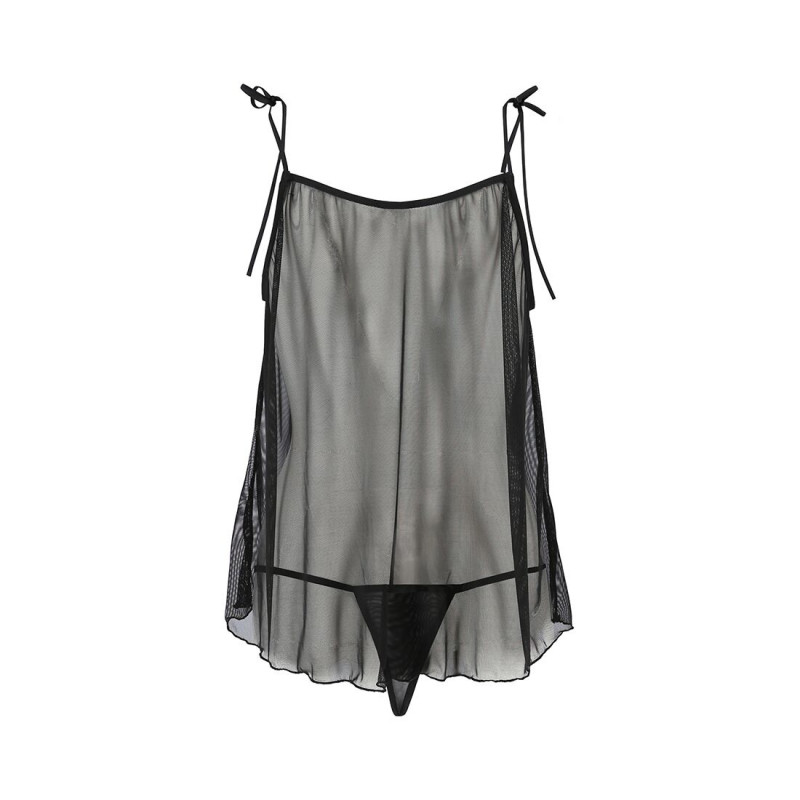 Упаковка комплекту з прозорою сорочкою бебі-дол Passion MELANIA CHEMISE L/XL, чорна