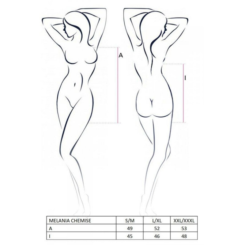 Текстура прозорої тканини сорочки Passion MELANIA CHEMISE L/XL, чорна