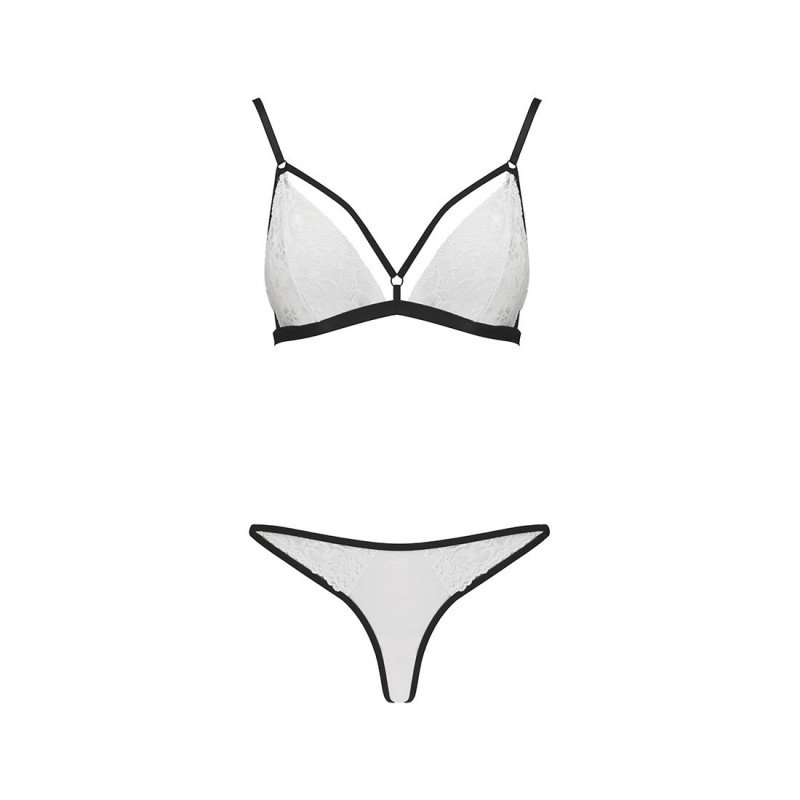 Комплект білизни Passion ORIHIME SET L/XL white: текстура ніжної тканини бюстгальтера та трусиків