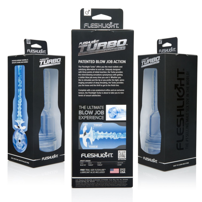 Упаковка мастурбатора Fleshlight Turbo Thrust Blue Ice, брендированная коробка