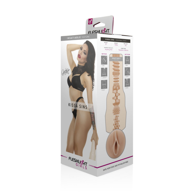 Мастурбатор Fleshlight Kissa Sins Insatiable, вид збоку, детальна текстура