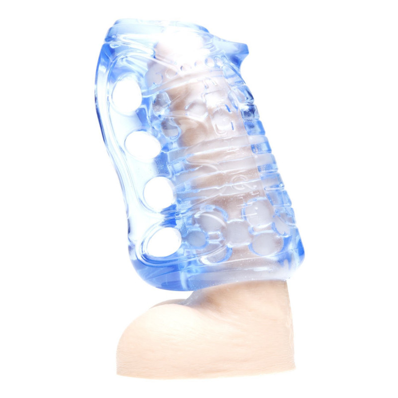 Мастурбатор Fleshlight Fleshskins Grip Blue Ice: вигляд збоку з детальною ручкою