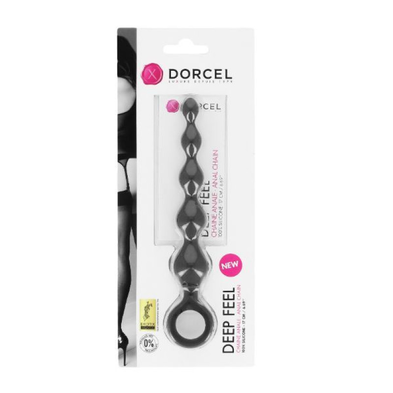 Упаковка анального ланцюжка Dorcel Deep Feel, детальний огляд текстури силікону