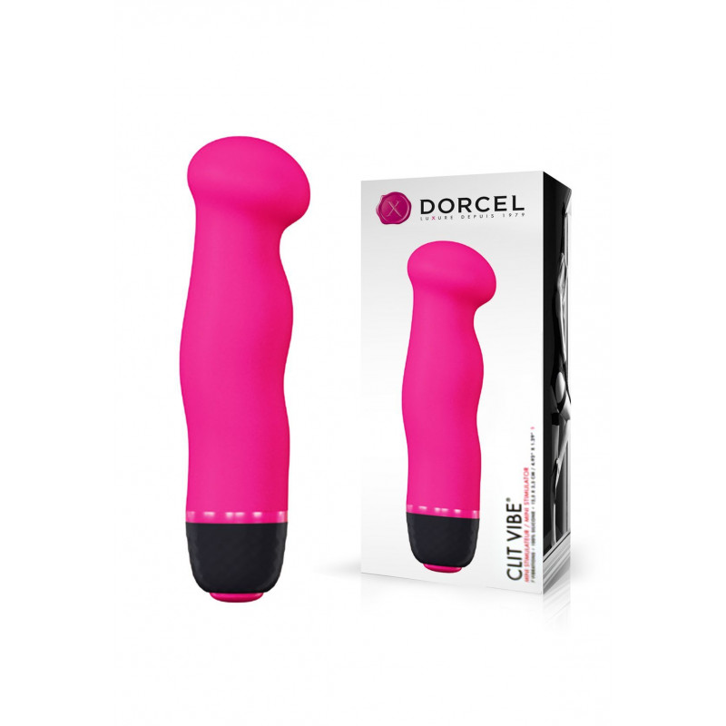 Міні вібромасажер Dorcel Clit Vibe, вигляд збоку, рожевий, з упаковкою
