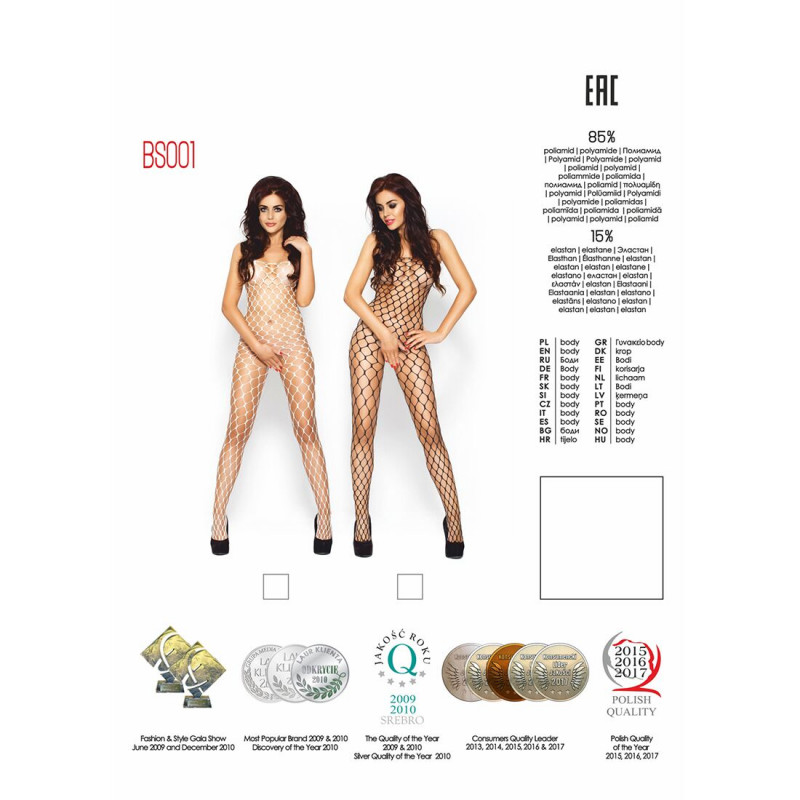 Деталі швів та фурнітури білого бодістокінгу Passion BS001