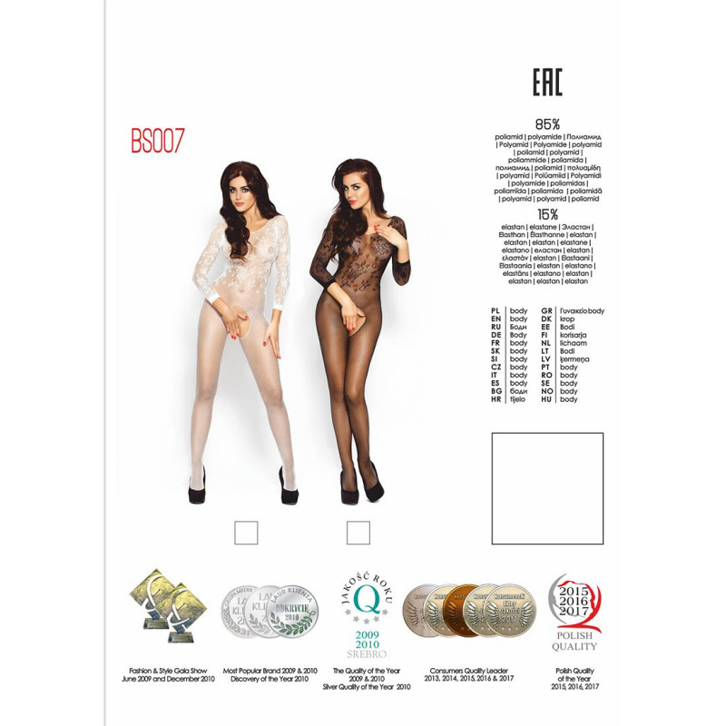 Бодістокінг Passion BS007 black - загальний вигляд комбінезону в чорному кольорі