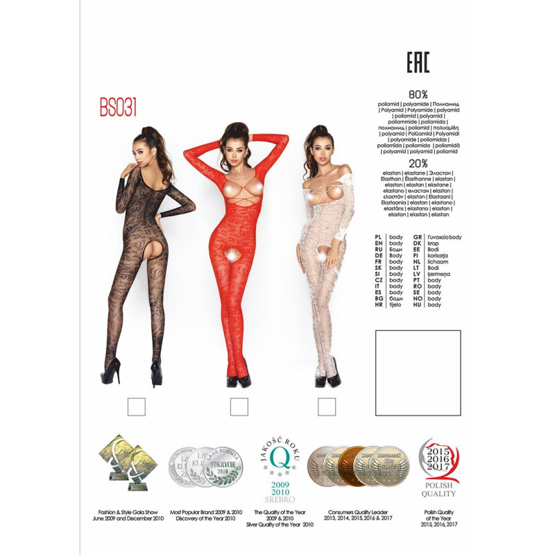 Червоний комбінезон Passion BS031 зблизька, деталі дизайну та вишуканість