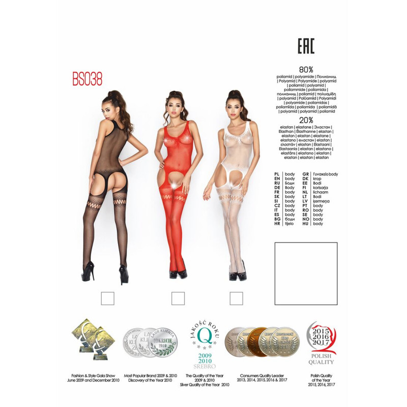 Бодістокінг Passion BS038 white - деталі пояса для панчіх, спокусливий акцент