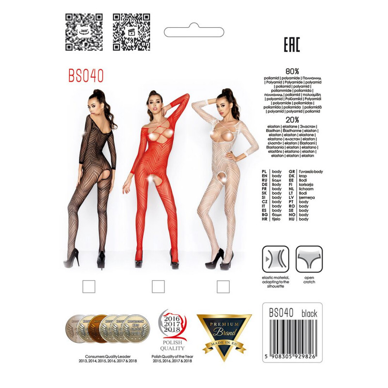 Бодістокінг Passion BS040 black: детальний вигляд вирізу та швів