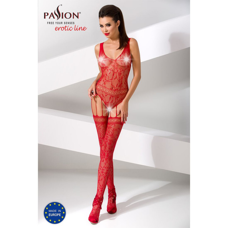 Бодістокінг Passion BS051 red, вид збоку, що підкреслює фігуру