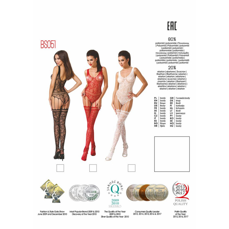 Бодістокінг Passion BS051 white - повний образ, як виглядає на тілі