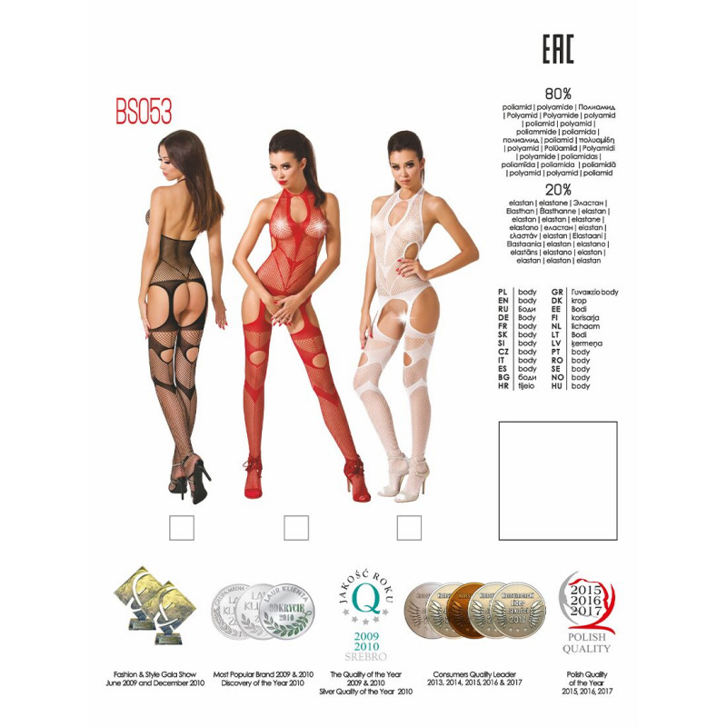 Білий бодістокінг Passion BS053 white – демонстрація імітації панчох та пояса