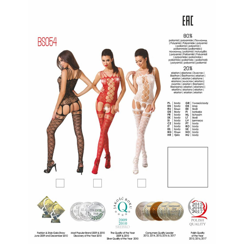 Фронтальный вид бодистокинга Passion BS054 white