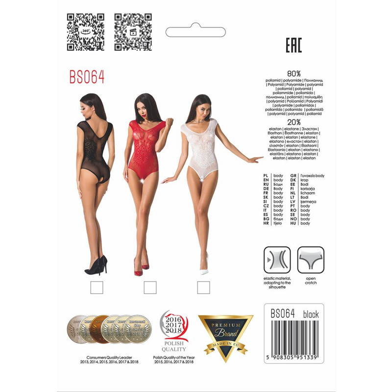 Деталі бодістокінгу Passion BS064 One Size, чорний - вишукані елементи дизайну
