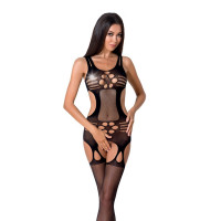 Бодистокинг Passion BS066 One Size, Black, комбинезон с имитацией чулок и пояса
