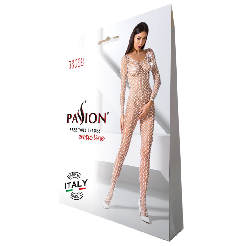 Деталі дизайну бодістокінга Passion BS068 white, білий колір