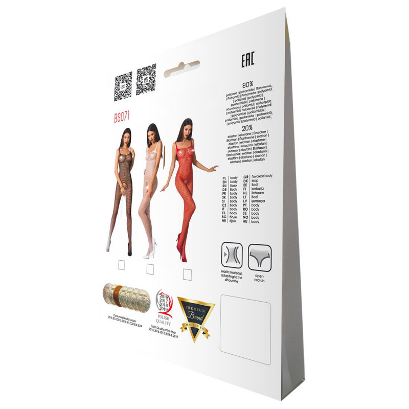 Бодістокінг Passion BS071 white - загальний вигляд, модель в білому комбінезоні