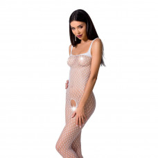 Бодистокинг Passion BS071 white, комбинезон на бретелях — Keks-Hub
