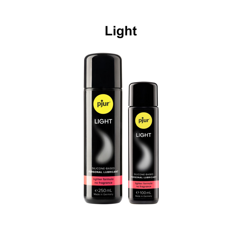 Текстура силіконової змазки Pjur Light 100 мл, крапля на пальці, що передає її шовковистість