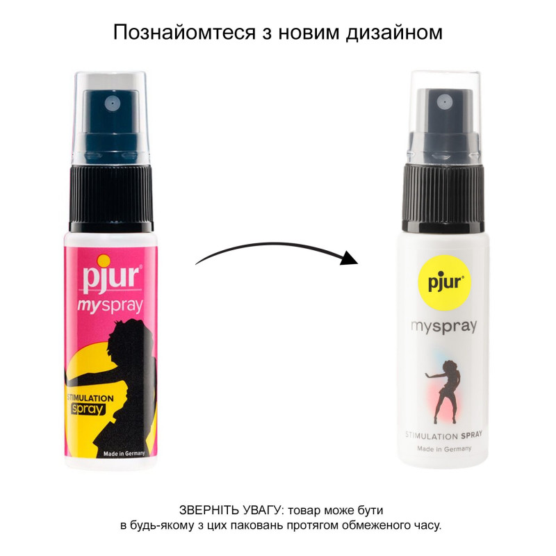 Упаковка жіночого збуджувального спрею Pjur myspray 20 мл з алое – елегантний дизайн