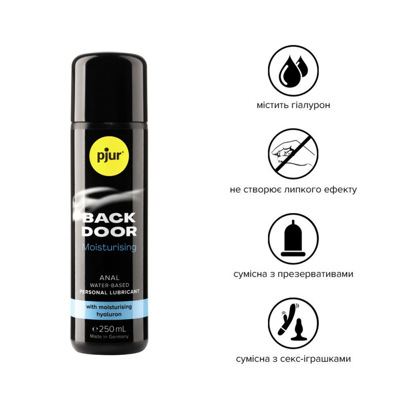 Упаковка анальної змазки Pjur BACK DOOR Moisturising 250 мл, вид збоку